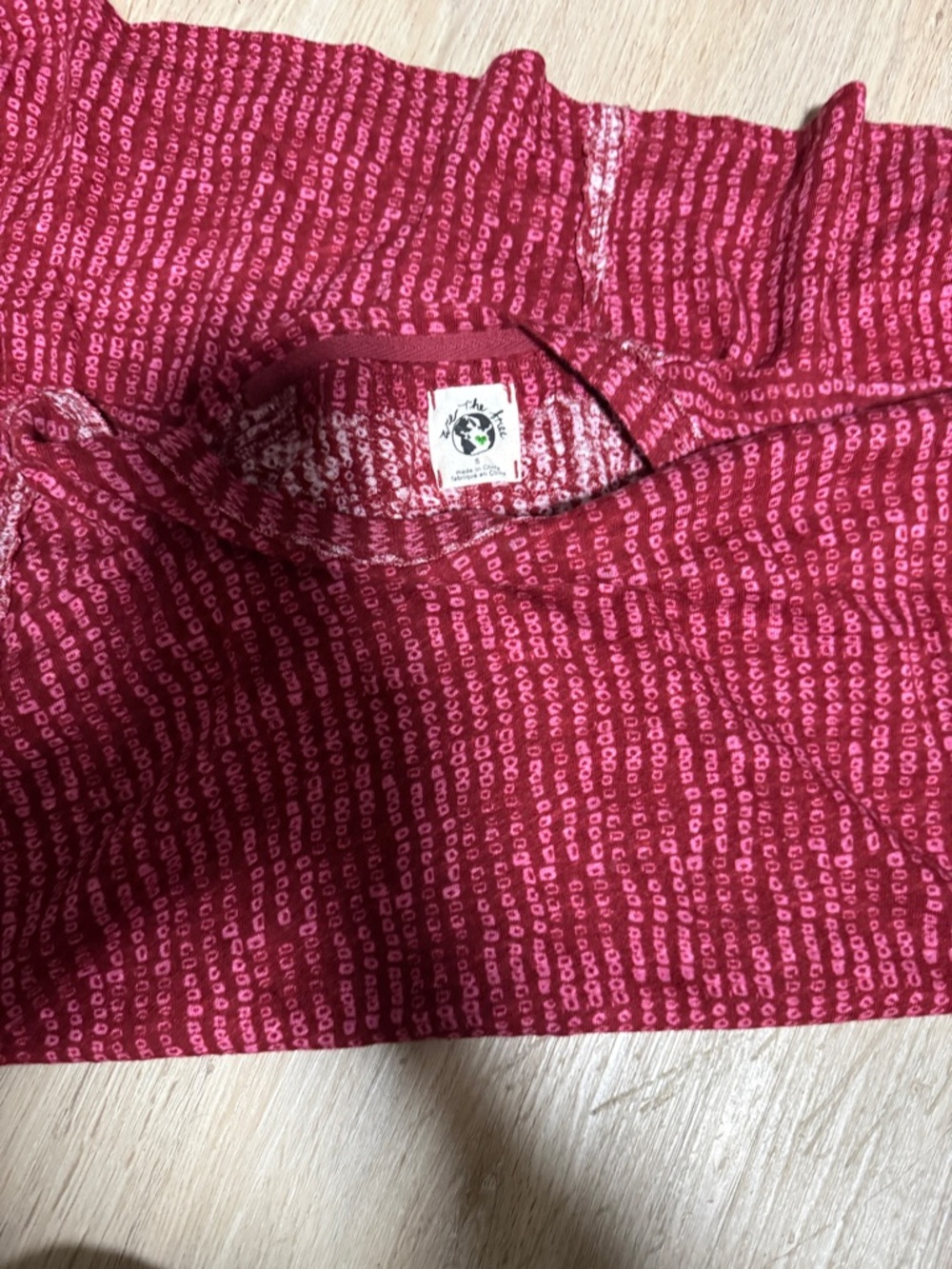 Free People Raspberry Red Patterned Short Sleeve Tee - Picture 4 of 6